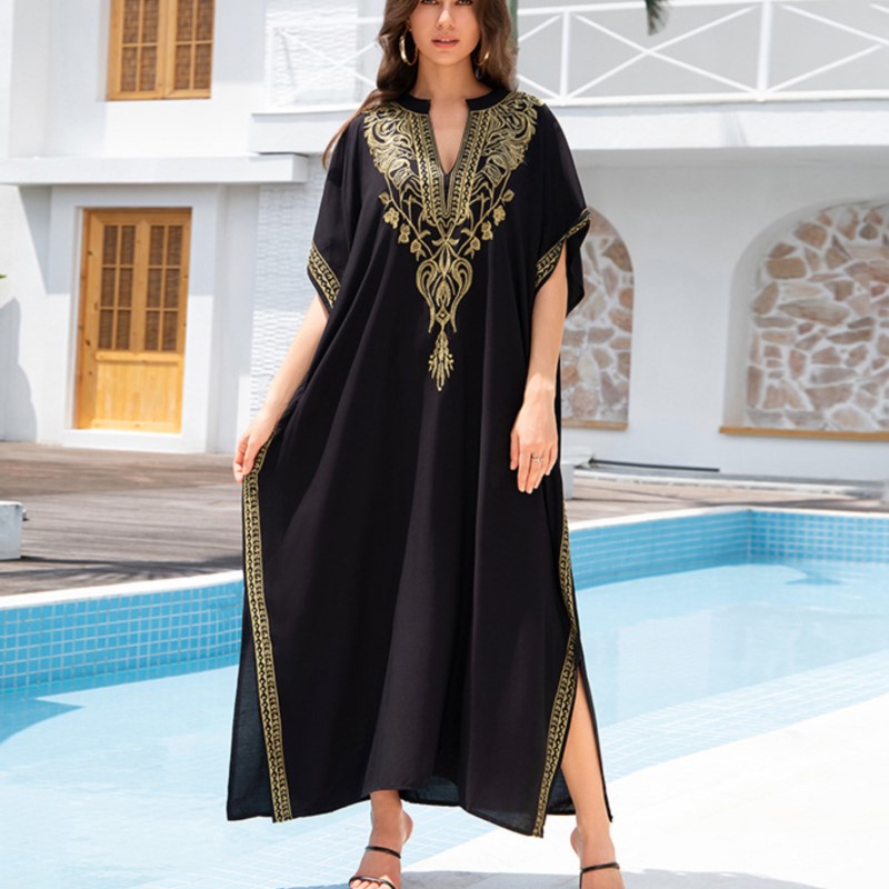 Boho Summer Beach Maxi Dress - Boho Dress Women's Fashion Cotton Embroidered