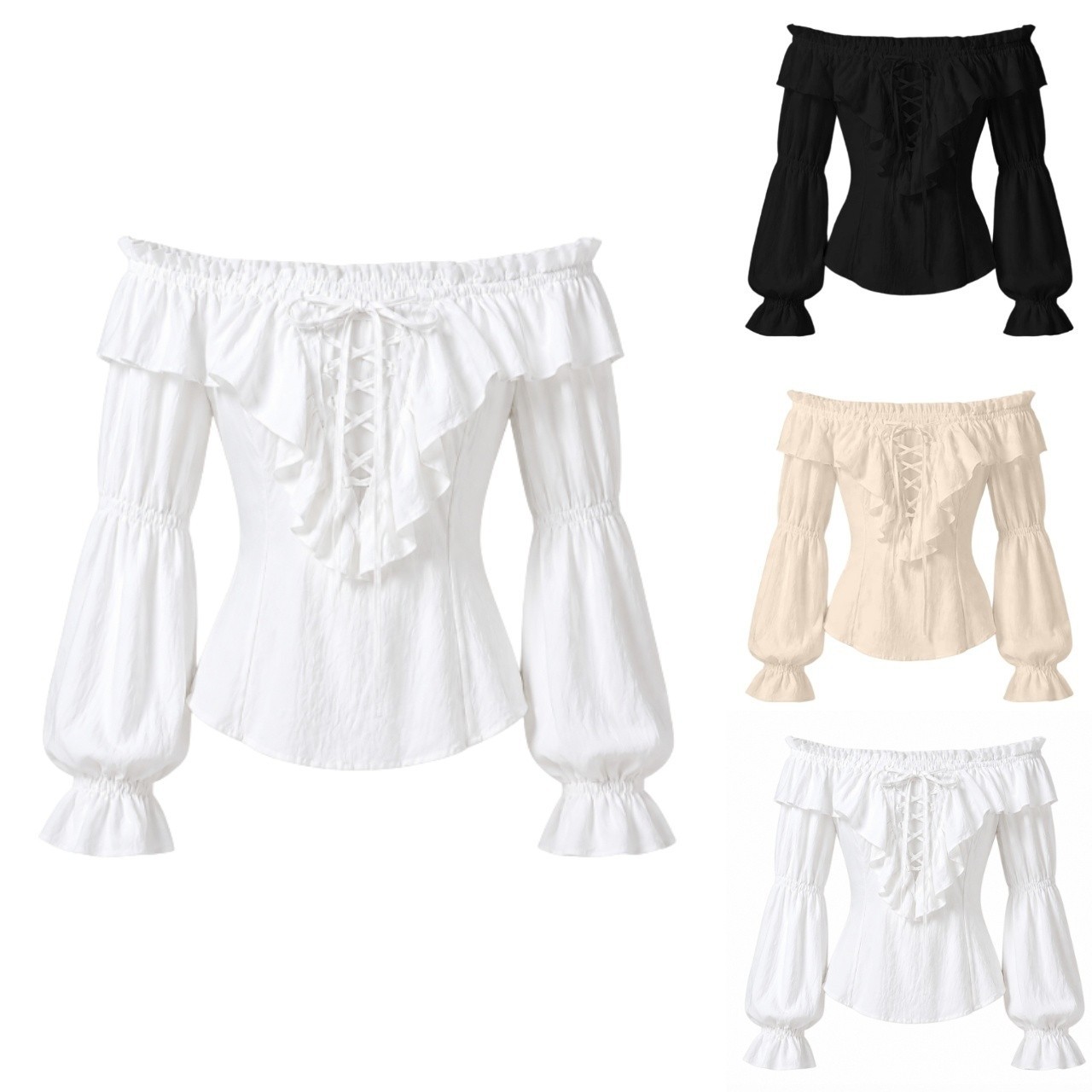 Blouses - Pirate Blouse Women Medieval Peasant Costume
