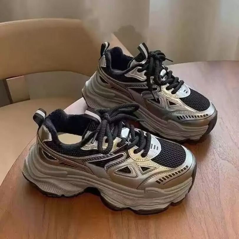 Jeans - Versatile Women Chunky Platform Sneakers Color‑Block