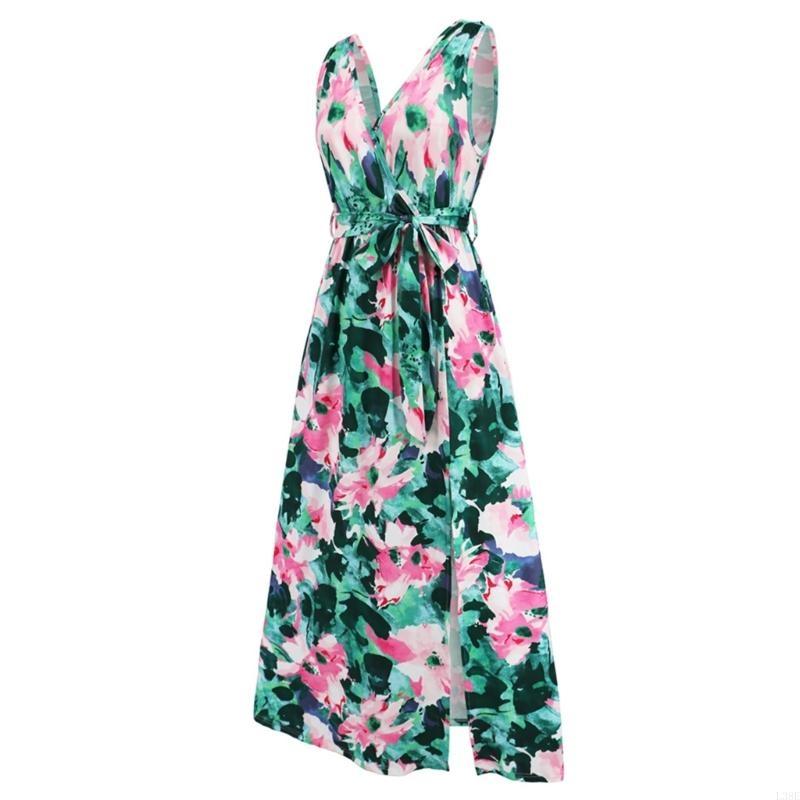 Boho Summer Beach Maxi Dress - L38E Boho Split Maxi Dress Summer