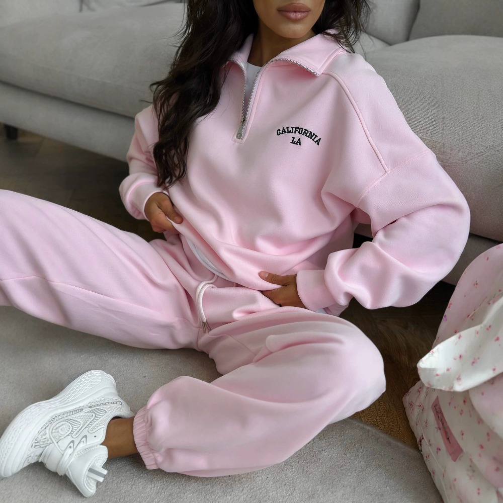 Tops - Sports Style Letter Embroidered Hoodie Straight