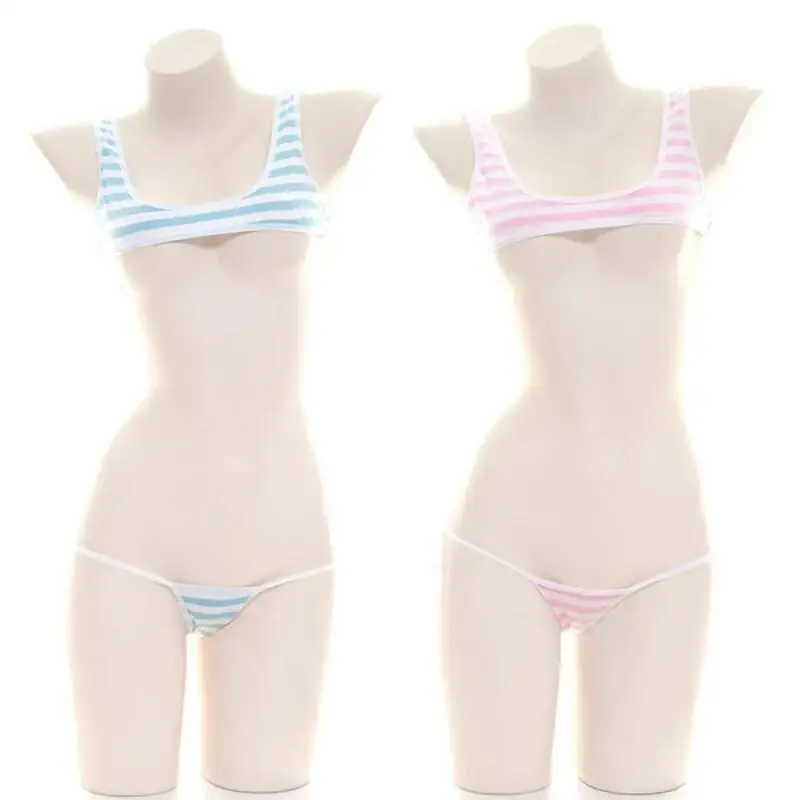 Swimwear - Sexy Japanese Style Blue White Stripe