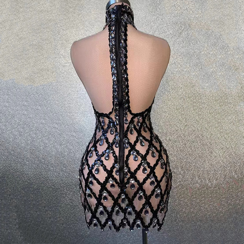 Sparkly Rhinestone Mesh Halter - огляд і ціна Sparkly Rhinestone Club Party Dress