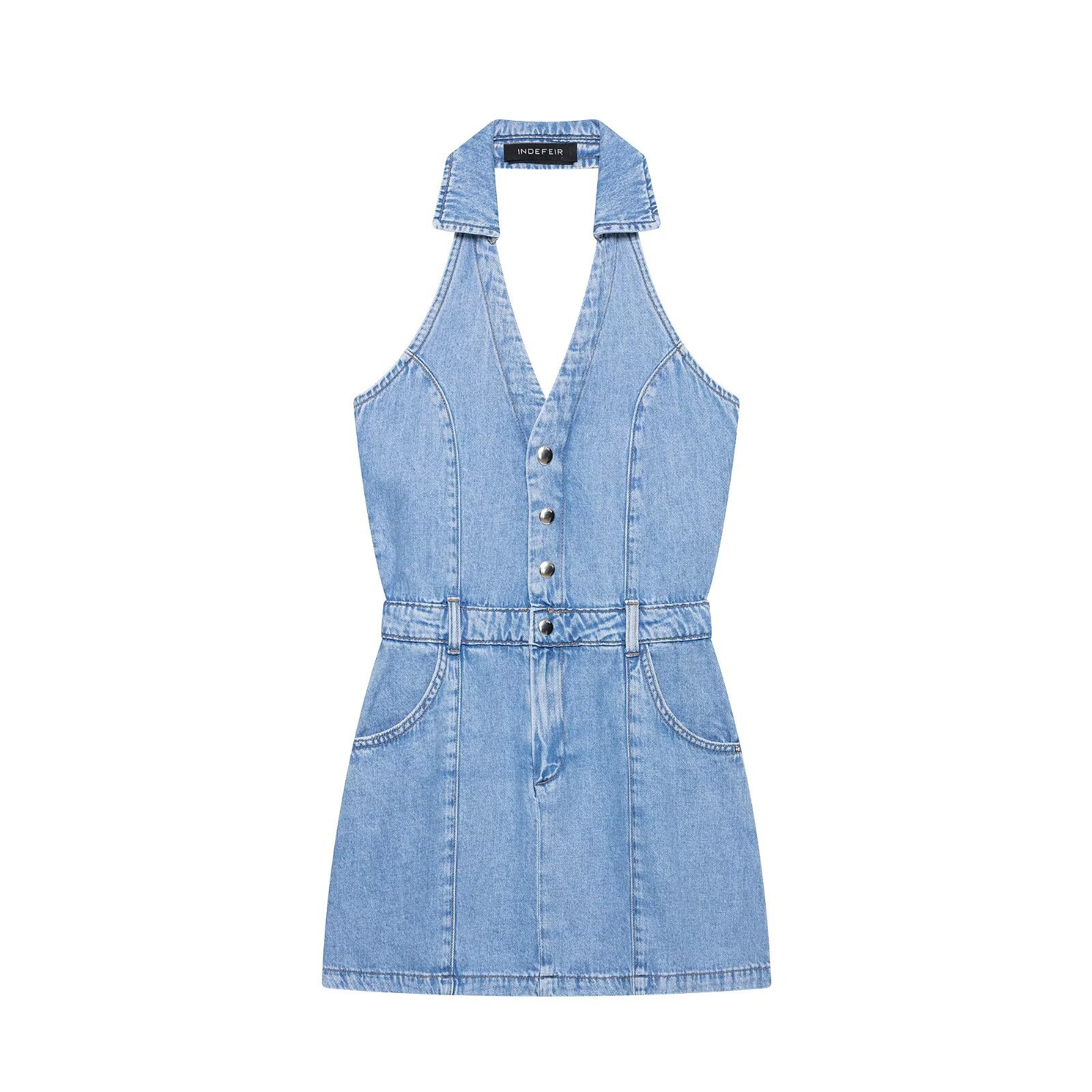 Y2K Halter Denim Mini Dress Wo - огляд і ціна Y2K Backless Halter Mini Dress