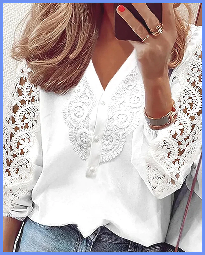 Elegant White Lace Hollow Pane - огляд і ціна Tops