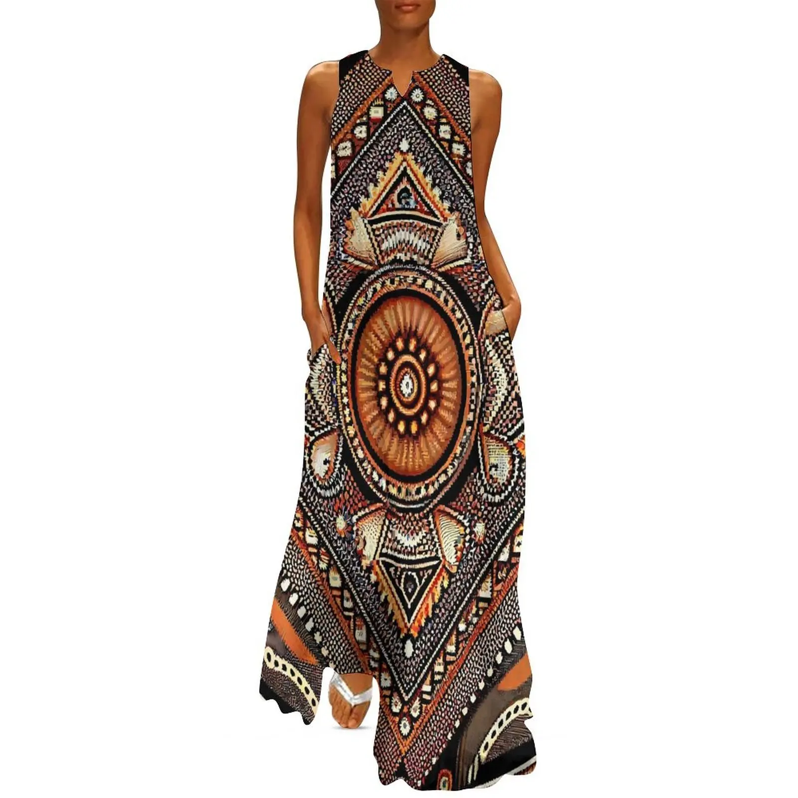 Vintage Ethnic Long Dress Red  - огляд і ціна Boho Summer Beach Maxi Dress