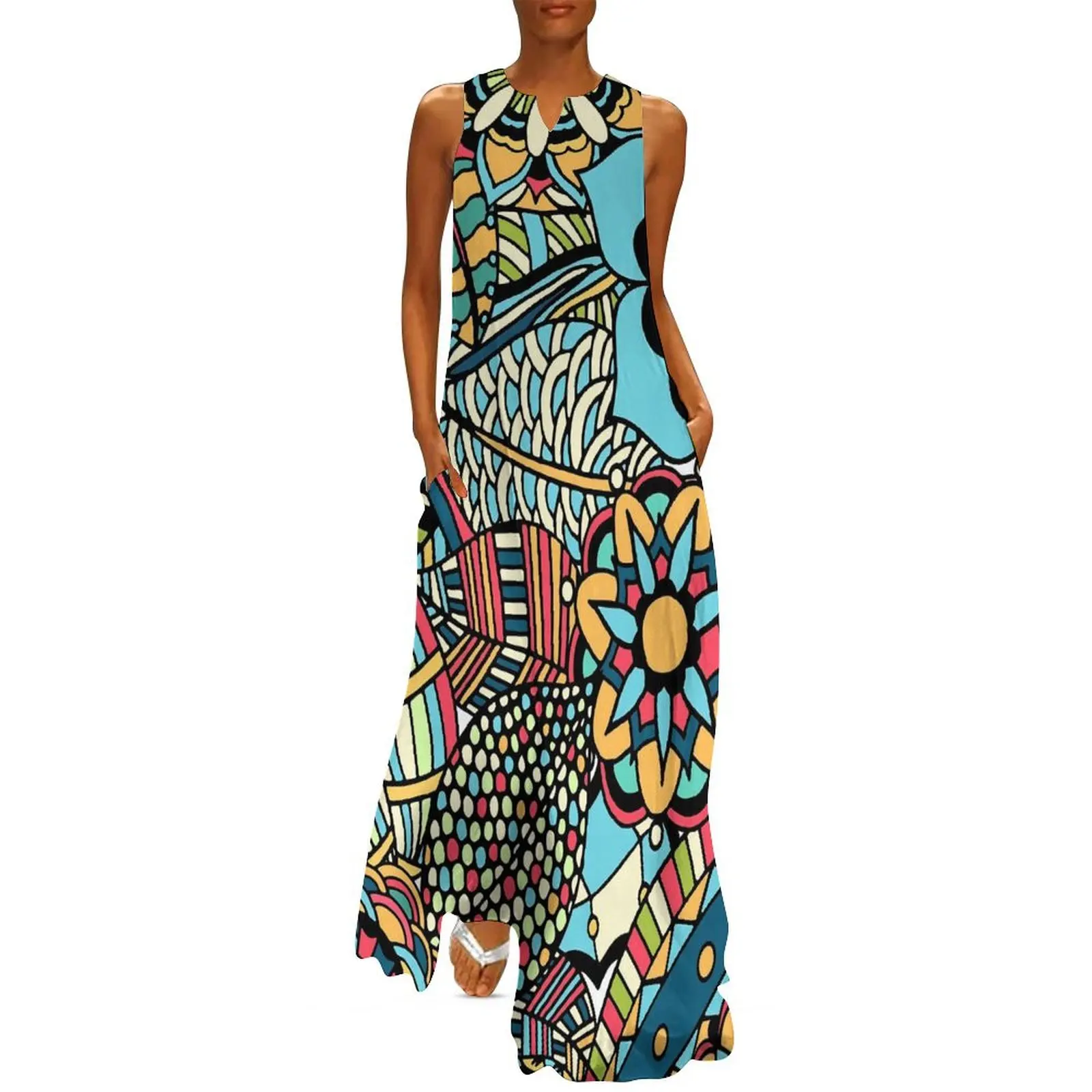 Vintage Ethnic Long Dress Red  - огляд і ціна Boho Summer Beach Maxi Dress