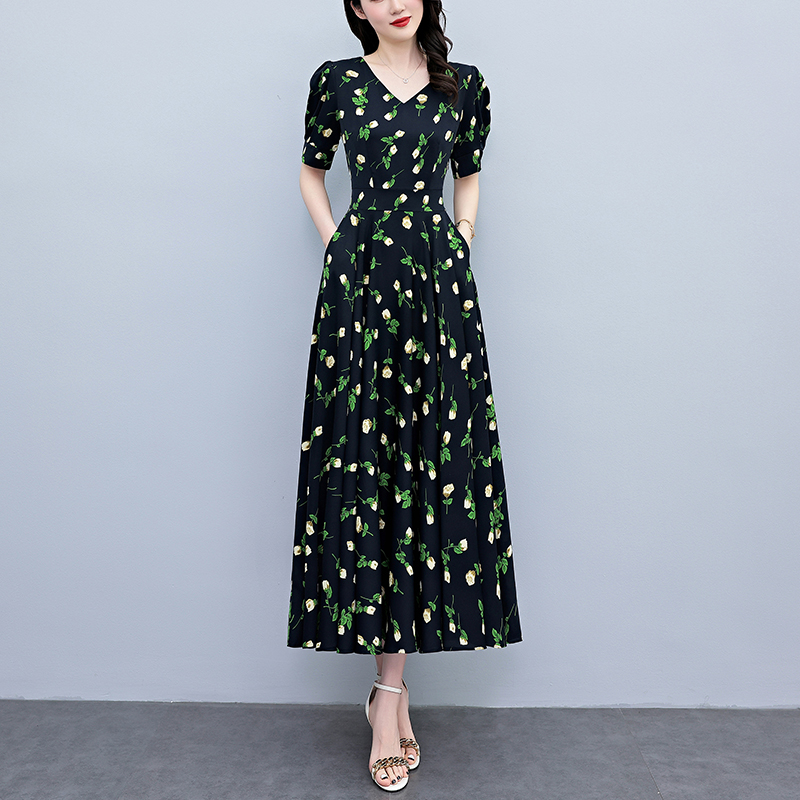 Summer Short Sleeve  Bodycon L - огляд і ціна French Vintage Floral Midi Dress