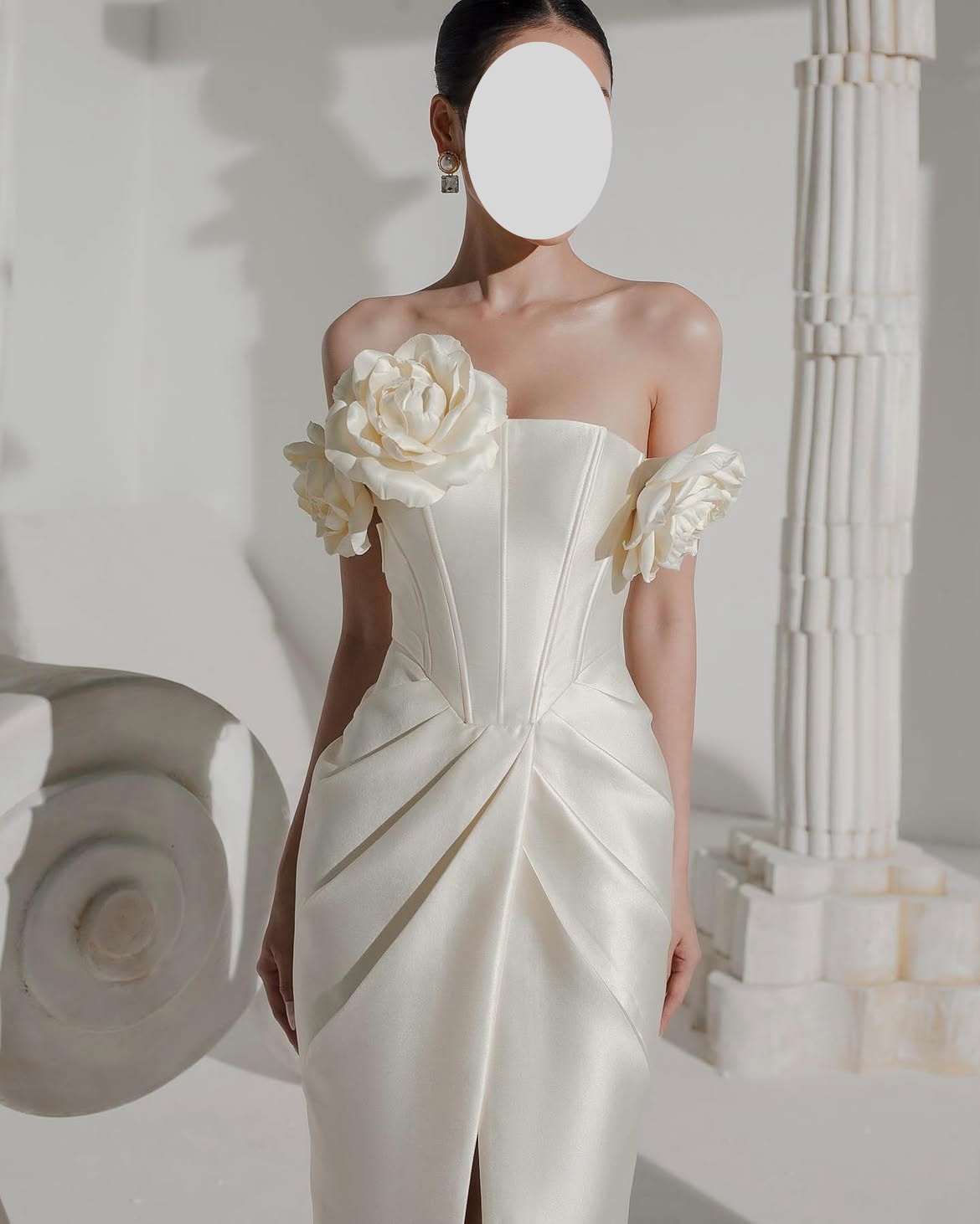 QR Customized Sheath Off The S - огляд і ціна Elegant Satin Evening Gown Split