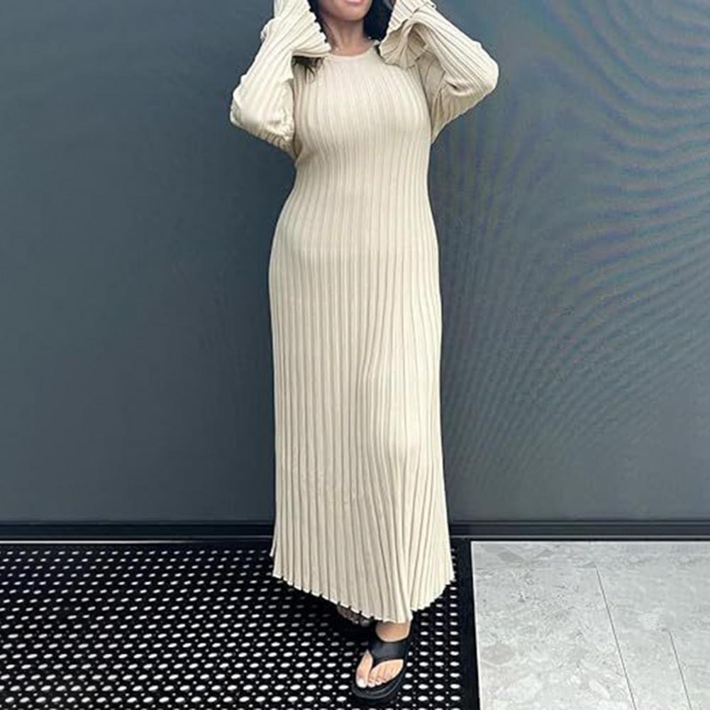 Ribbed Knit Dress Women's Long - огляд і ціна Bodycon Long Sleeve Ribbed Dress