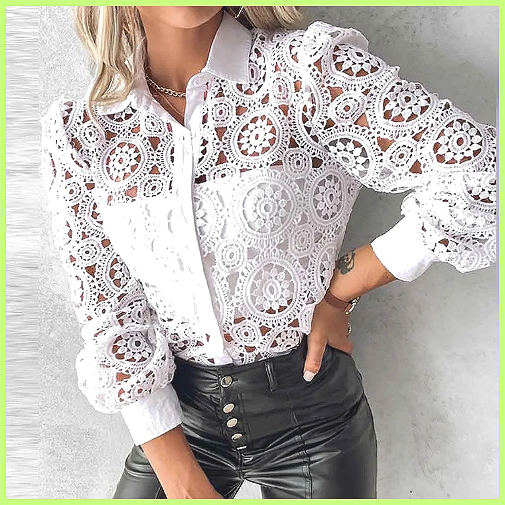 2025 Women's White Lace Shirt, - огляд і ціна Tops