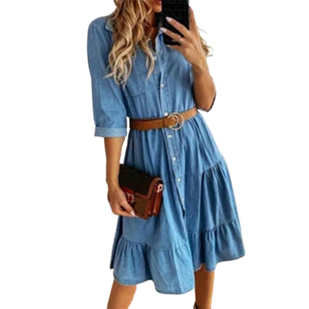 Denim Dress Three Quarter Slee - огляд і ціна French Vintage Floral Midi Dress
