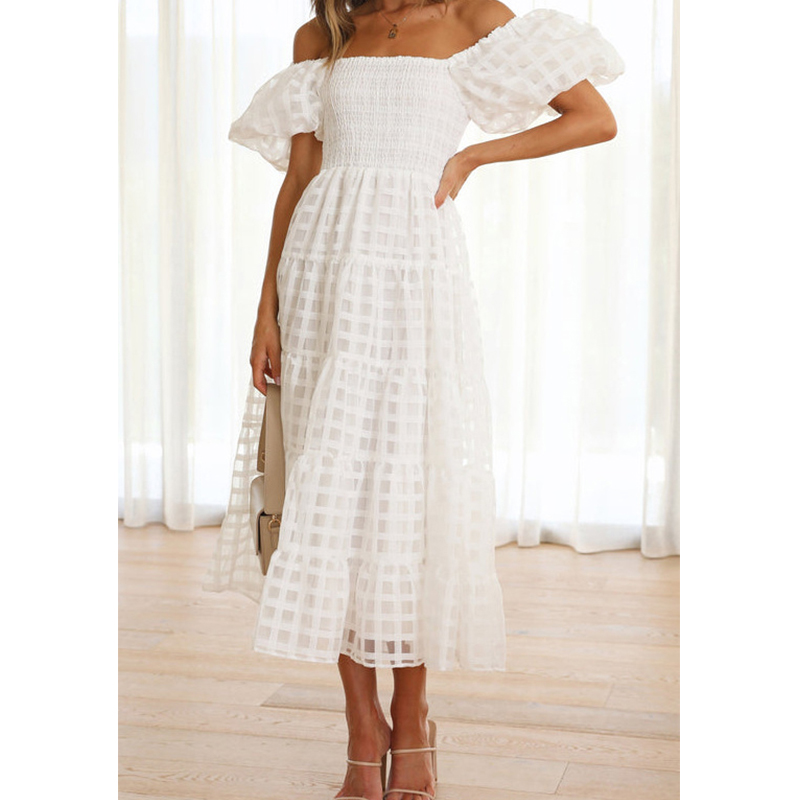 Elegant Off Shoulder Women's S - огляд і ціна Off Shoulder Puff Sleeve Sundress
